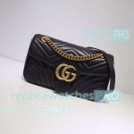 Replica GG Marmont Super Mini Black Leather Flap Bag